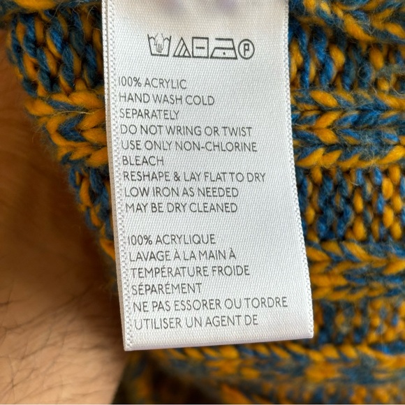 URBAN OUTFITTERSYellow Blue Chunky Knit Turtleneck Crop Sweater Top Women L NOTE - Picture 10 of 10